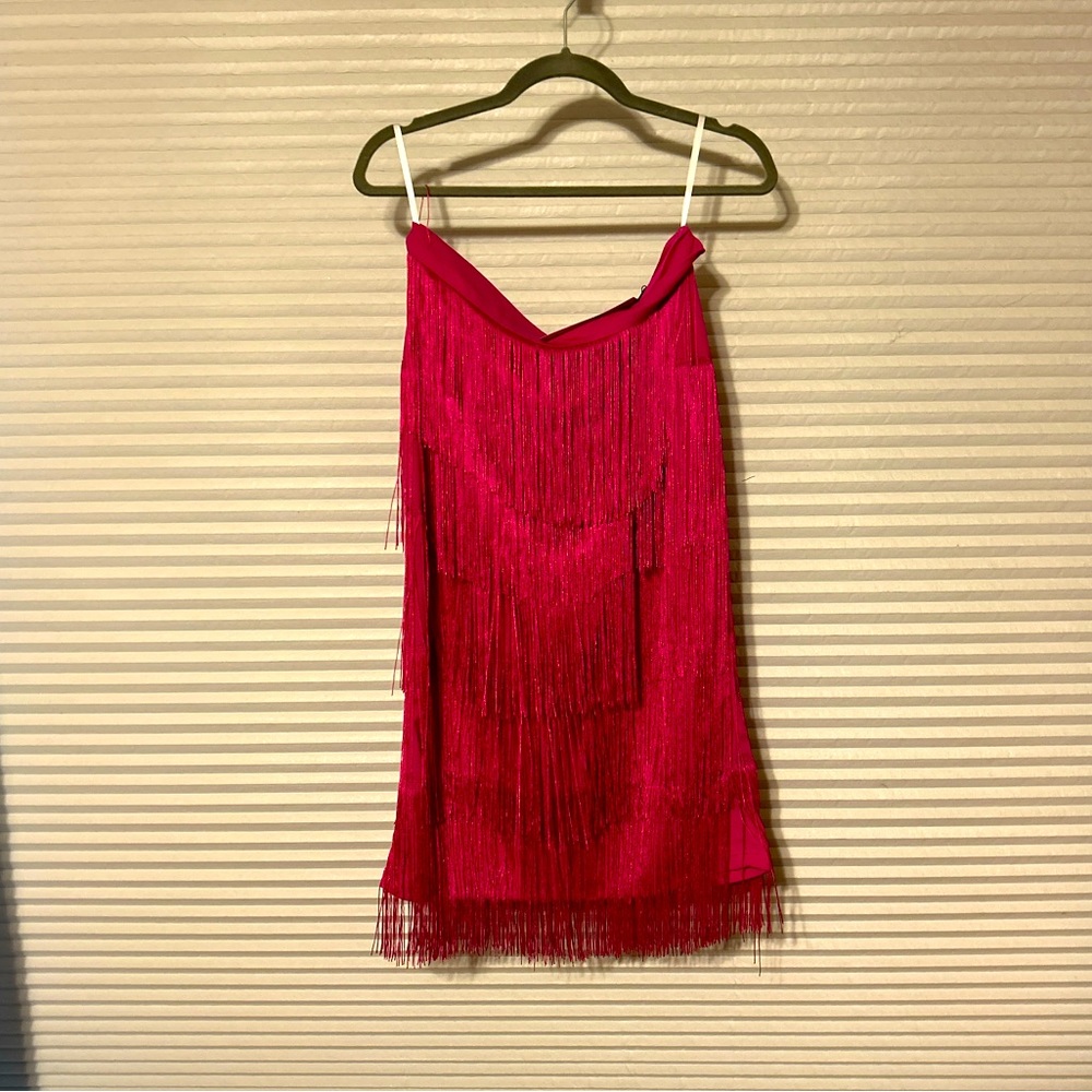NWT Hot Pink Fringe Midi Skirt Large